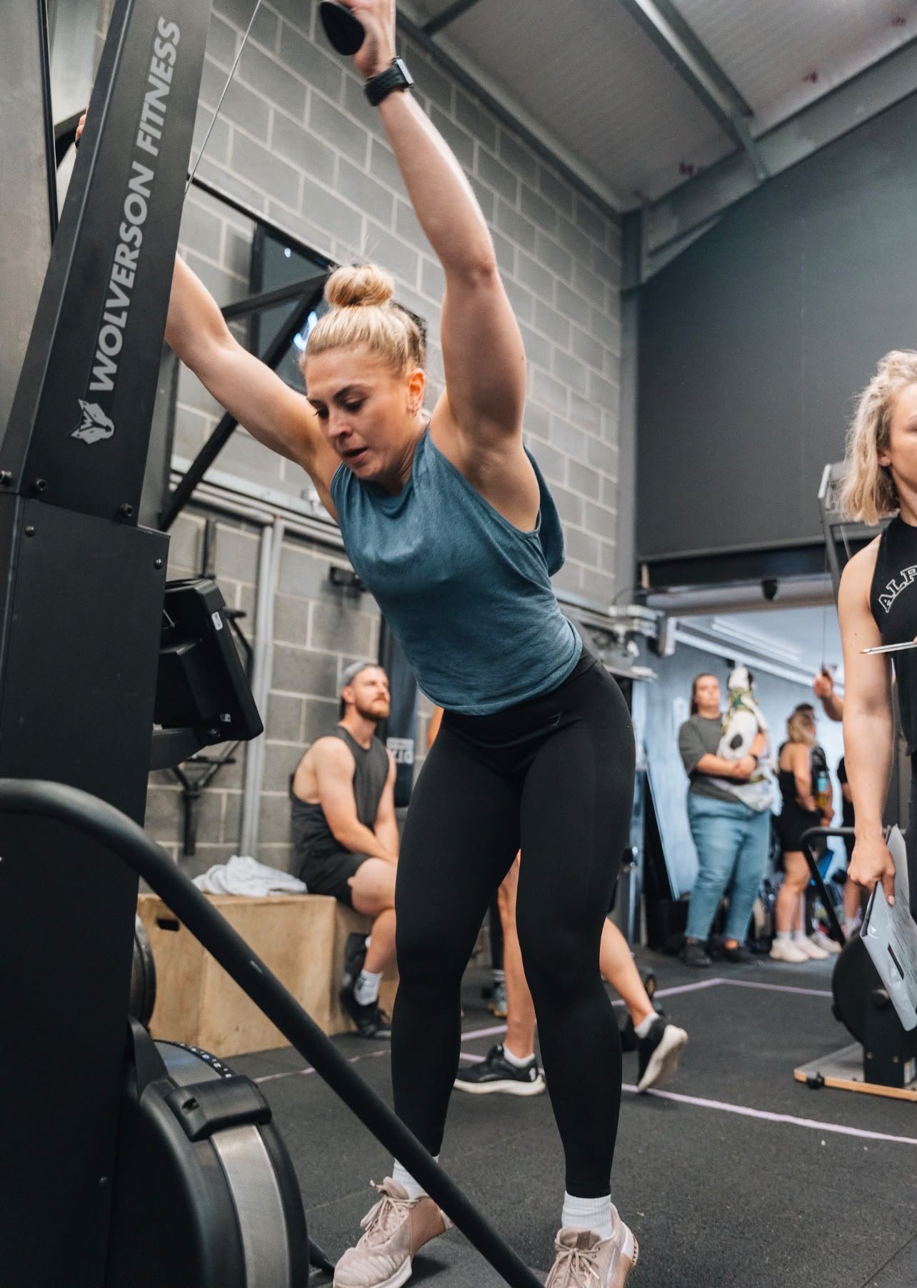 AlphaFit athlete working hard on the SkiErg